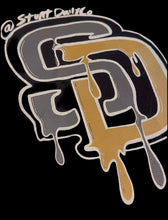 Load image into Gallery viewer, A) SD Drip charcoal/ gold short sleeve T.
