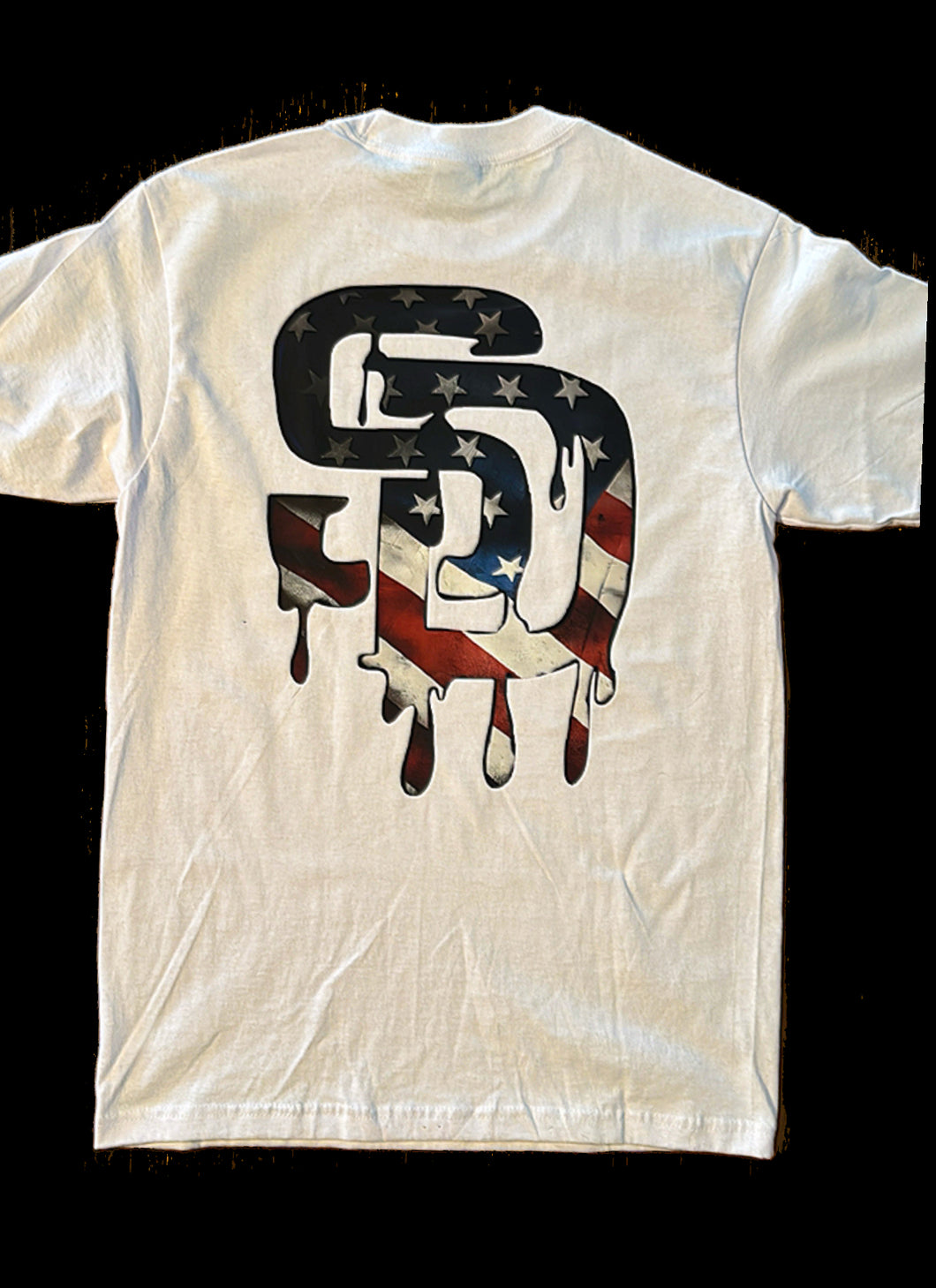 A) vintage  flag drip Tee / white