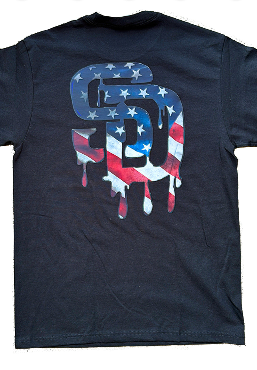 A) vintage flag drip Tee / black